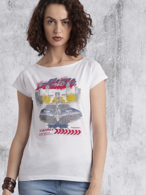 

Roadster Fast and Furious Women White Printed T-shirt