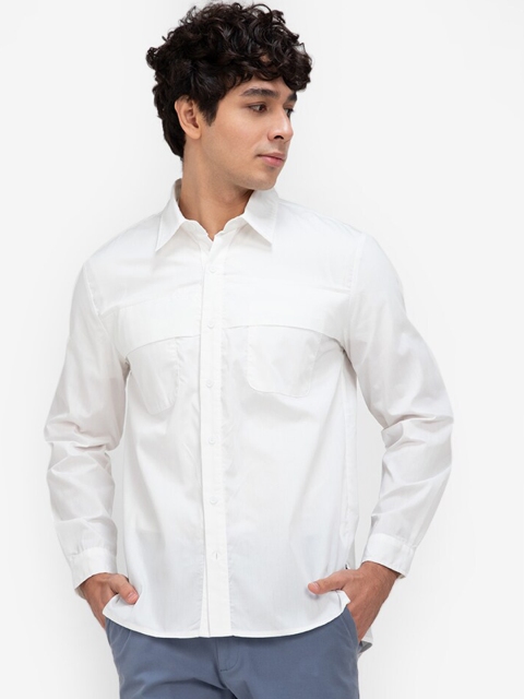 

ZALORA BASICS Men White Solid Regular Fit Pure Cotton Casual Shirt