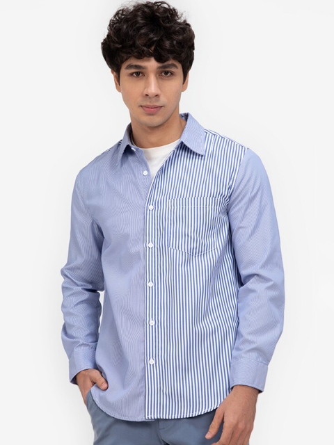 

ZALORA BASICS Men Multicoloured Striped Cotton Casual Shirt, Multi