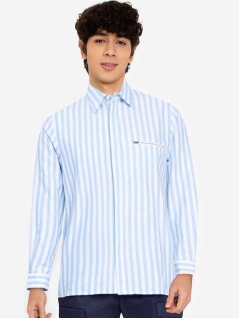 

ZALORA BASICS Men Multicoloured Striped Cotton Casual Shirt, Multi