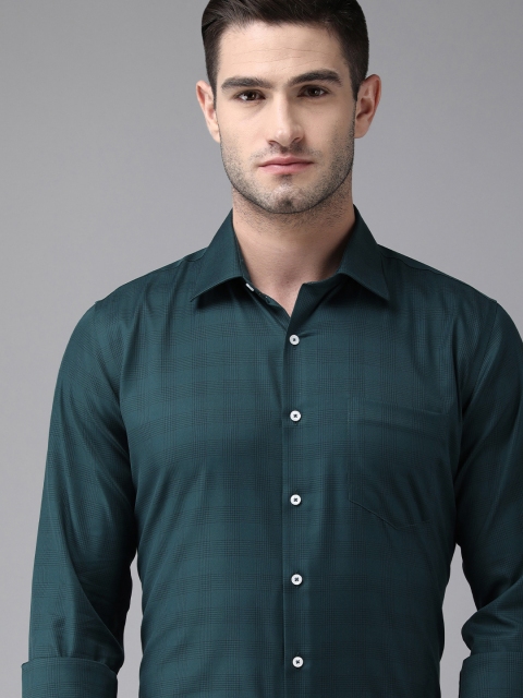 

Van Heusen Men Teal Green Slim Fit Checked Formal Shirt