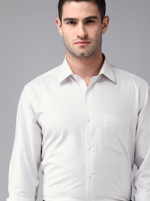 

Van Heusen Men White Self-Design Custom Fit Pure Cotton Formal Shirt