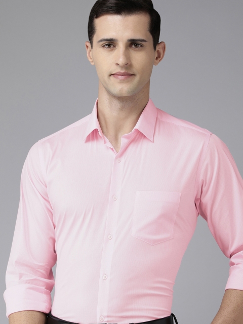 

Van Heusen Men Pink & White Striped Custom Fit Formal Shirt