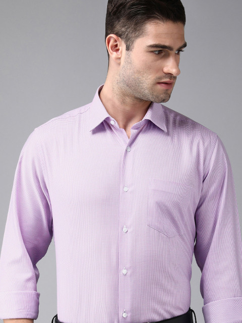 

Van Heusen Men Lavender Custom Fit Printed Pure Cotton Formal Shirt