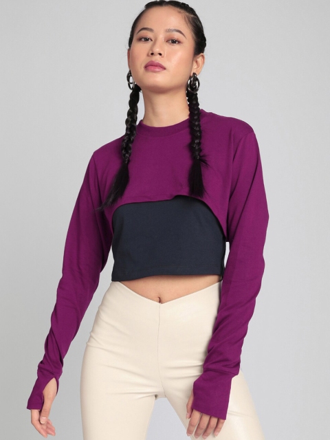 

Bewakoof Women Purple Crop Shrug