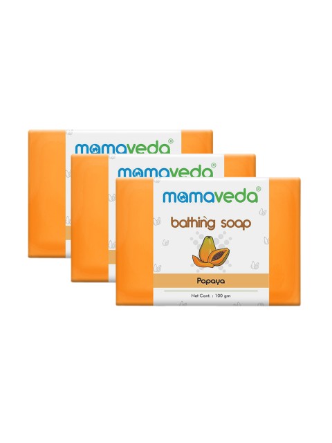 

Mamaveda Set of 3 Papaya Bathing Soap 100 g Each, Orange