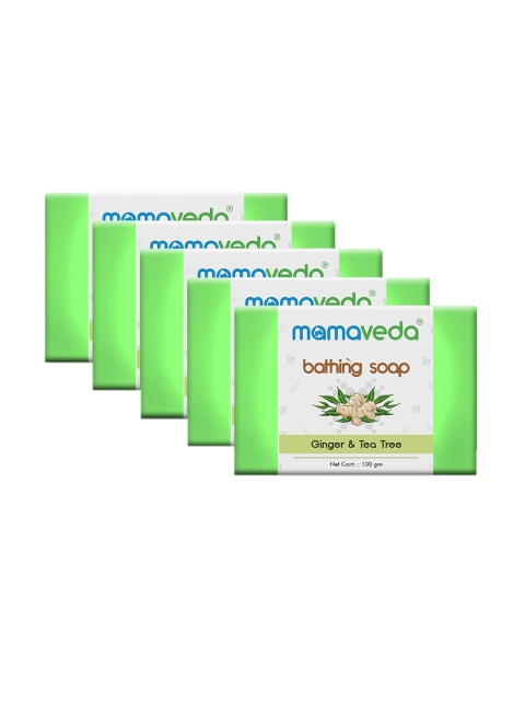 

Mamaveda Set of 5 Ginger & Tea Tree Bathing Soap 100 g Each, Green