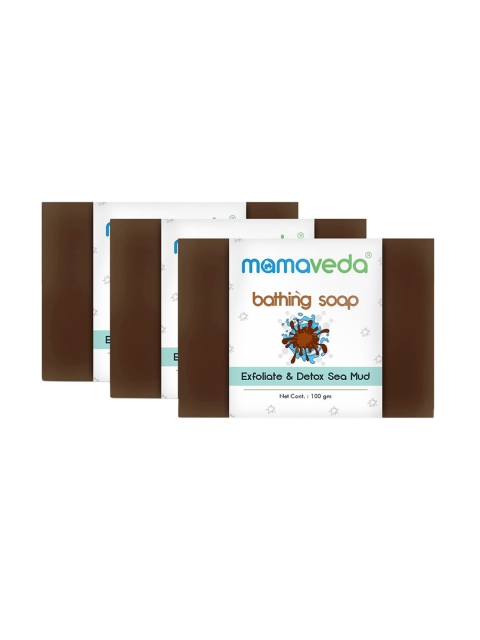

Mamaveda Set of 3 Exfoliate & Detox Sea Mud Bathing Soap 100 g Each, Brown