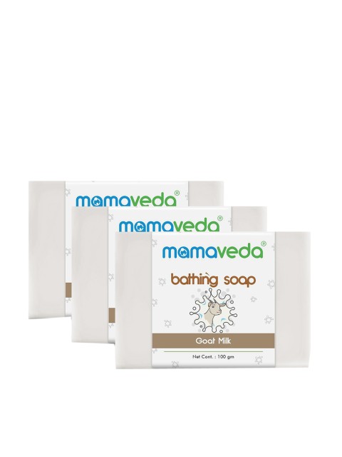 

Mamaveda Set of 3 Goat Milk Bathing Soap 100 g Each, Off white