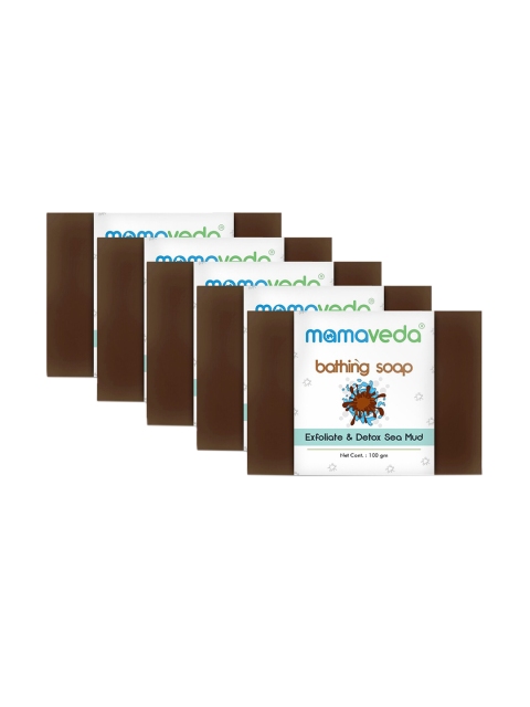 

Mamaveda Set of 5 Exfoliate & Detox Sea Mud Bathing Soap 100 g Each, Brown