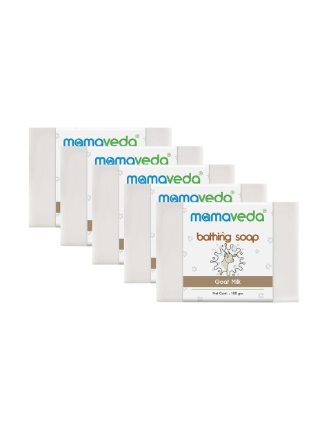 

Mamaveda Set of 5 Goat Milk Bathing Soap 100 g Each, Off white