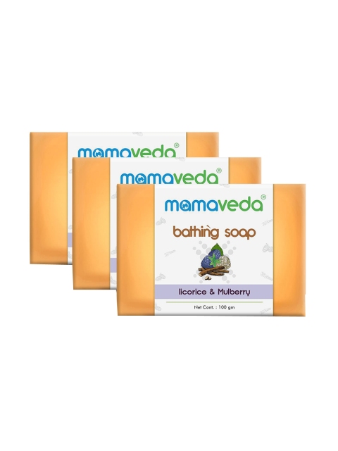 

Mamaveda Set of 3 Licorice & Mulberry Bathing Soap 100 g Each, Orange