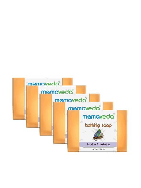 

Mamaveda Set of 5 Licorice & Mulberry Bathing Soap 100 g Each, Orange