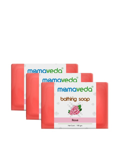 

Mamaveda Set of 3 Rose Bathing Soap 100 g Each, Pink