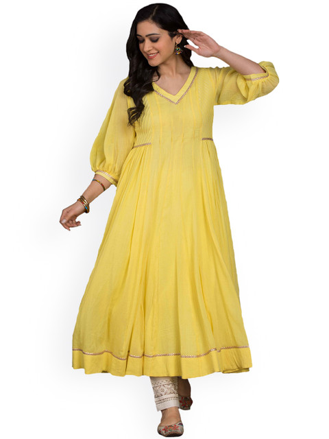 

YELLOW PARROT Women Yellow Anarkali Kurta
