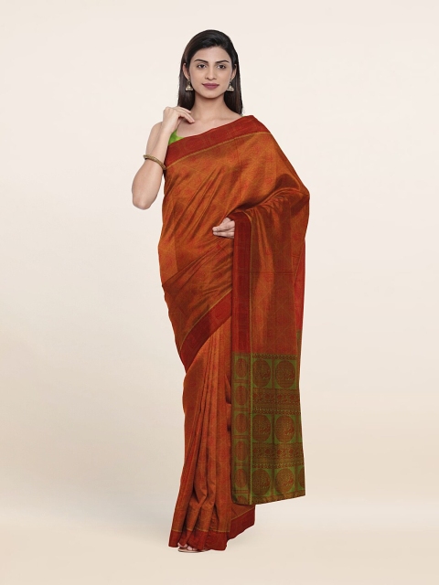 

Pothys Rust & Green Ethnic Motifs Pure Cotton Saree