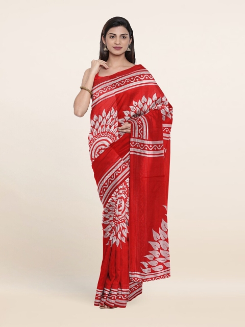 

Pothys Red & White Ethnic Motifs Pure Cotton Saree