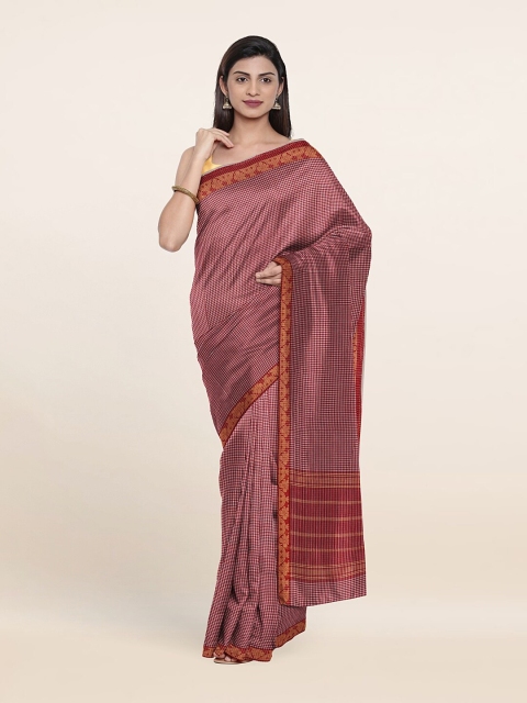 

Pothys Red & White Checked Zari Pure Cotton Saree