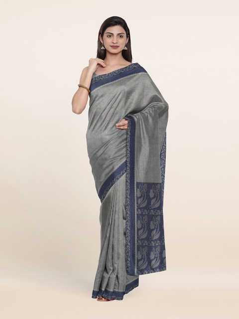 

Pothys Grey & Blue Floral Pure Cotton Saree