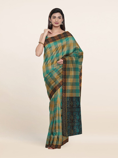

Pothys Green & Yellow Checked Pure Cotton Saree