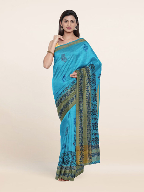 

Pothys Blue & Black Ethnic Motifs Pure Cotton Saree