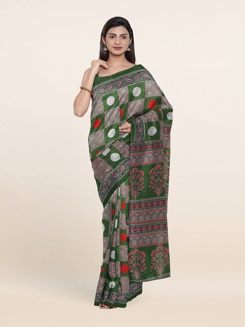 

Pothys Green & Red Printed Pure Cotton Saree