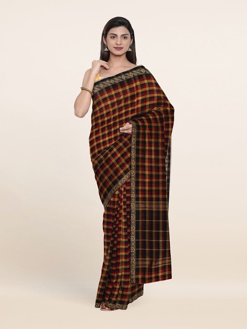 

Pothys Red & Black Checked Zari Pure Cotton Saree