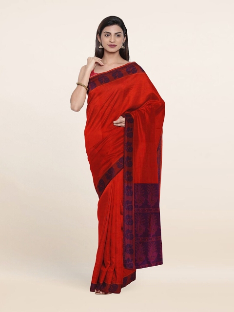 

Pothys Rust & Blue Woven Design Pure Cotton Saree