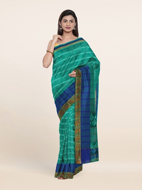 

Pothys Green & Blue Printed Pure Cotton Saree