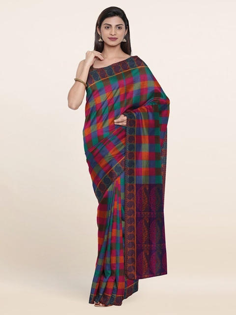

Pothys Red & Green Checked Pure Cotton Saree