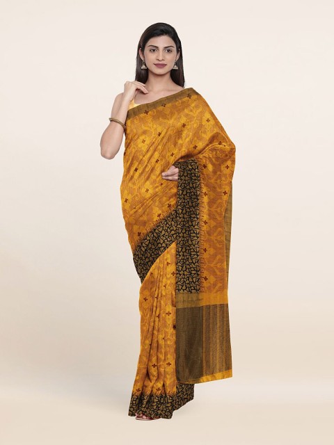 

Pothys Yellow & Brown Printed Pure Cotton Saree