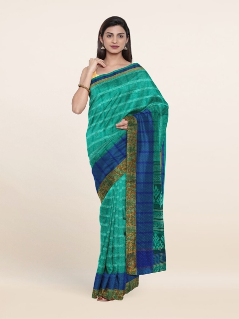 

Pothys Green & Blue Printed Pure Cotton Saree