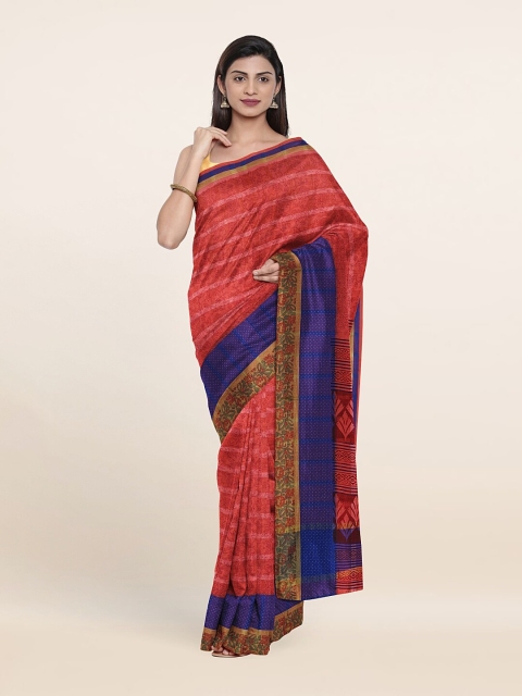 

Pothys Pink & Blue Ethnic Motifs Pure Cotton Saree