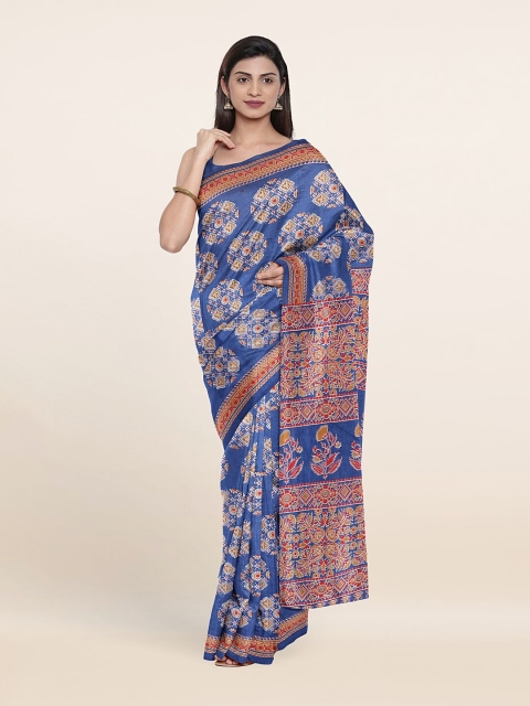 

Pothys Blue & Red Printed Pure Cotton Saree