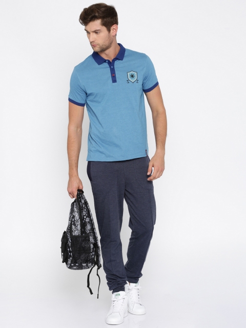 

Zeven Men Blue Solid Polo T-shirt