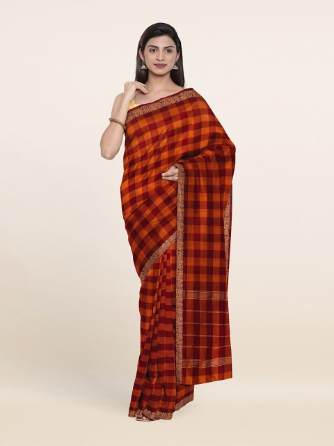 

Pothys Brown & Yellow Checked Zari Pure Cotton Saree