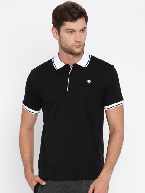 

Zeven Men Black Solid Polo T-Shirt
