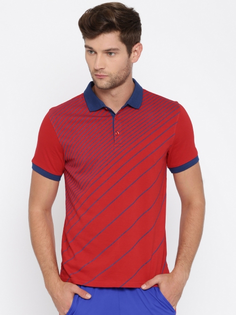 

Zeven Men Red & Blue Printed Polo T-shirt