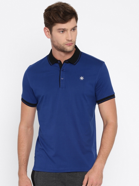 

Zeven Men Blue Solid Polo T-Shirt