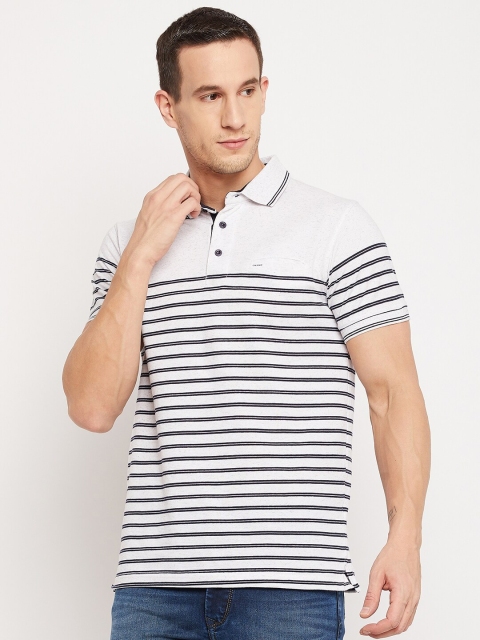 

Okane Men Grey Striped Polo Collar T-shirt