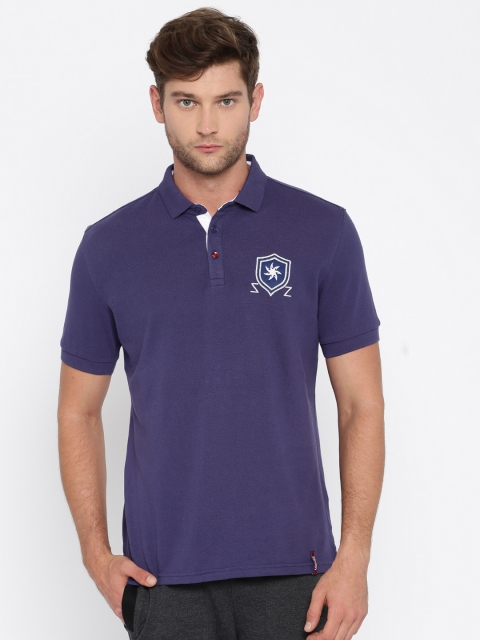 

Zeven Men Purple Solid Polo T-shirt