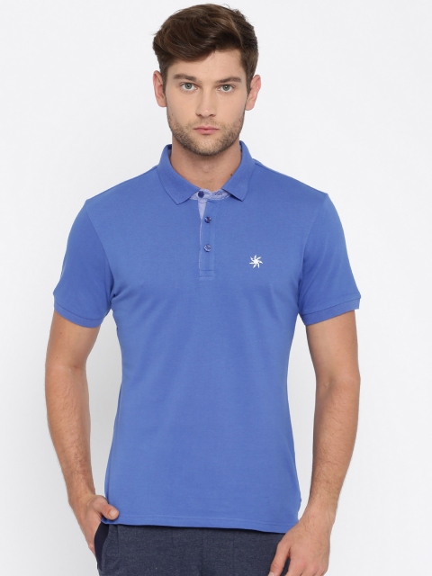

Zeven Men Blue Solid Polo T-shirt