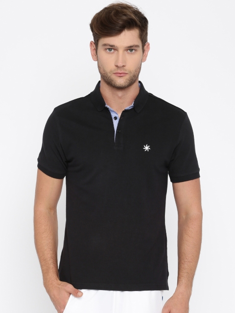 

Zeven Men Black Solid Polo Collar T-shirt