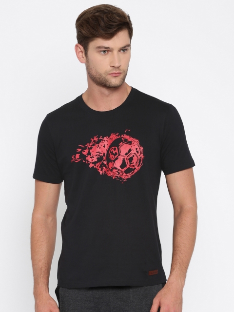 

Zeven Men Black Printed Round Neck T-Shirt