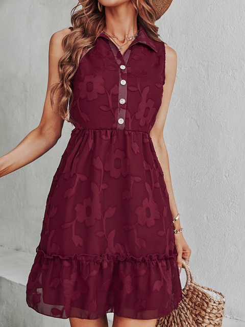 

La Aimee Burgundy Fit and Flare Dress