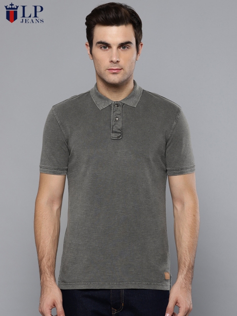 

Louis Philippe Jeans Men Grey Solid Polo Collar Regular Fit T-shirt