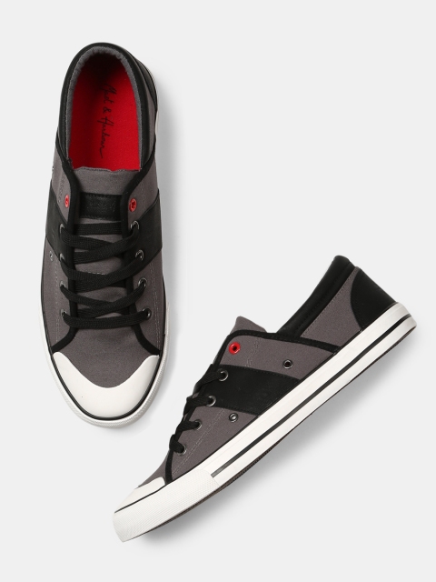

Mast & Harbour Men Grey Colourblocked Sneakers