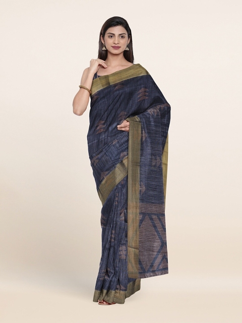 

Pothys Blue & Green Ethnic Motifs Zari Saree