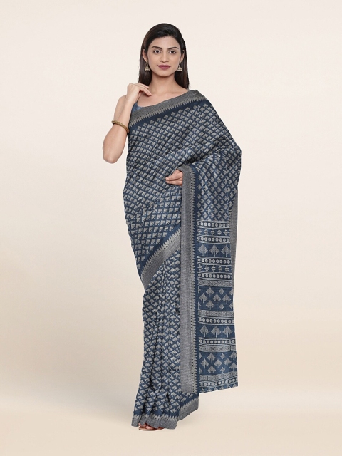 

Pothys Blue & White Geometric Printed Saree