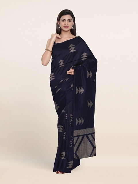 

Pothys Blue & Grey Geometric Saree